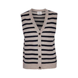 BETA STUDIOS Jessica striped cashmere vest - sand/navy