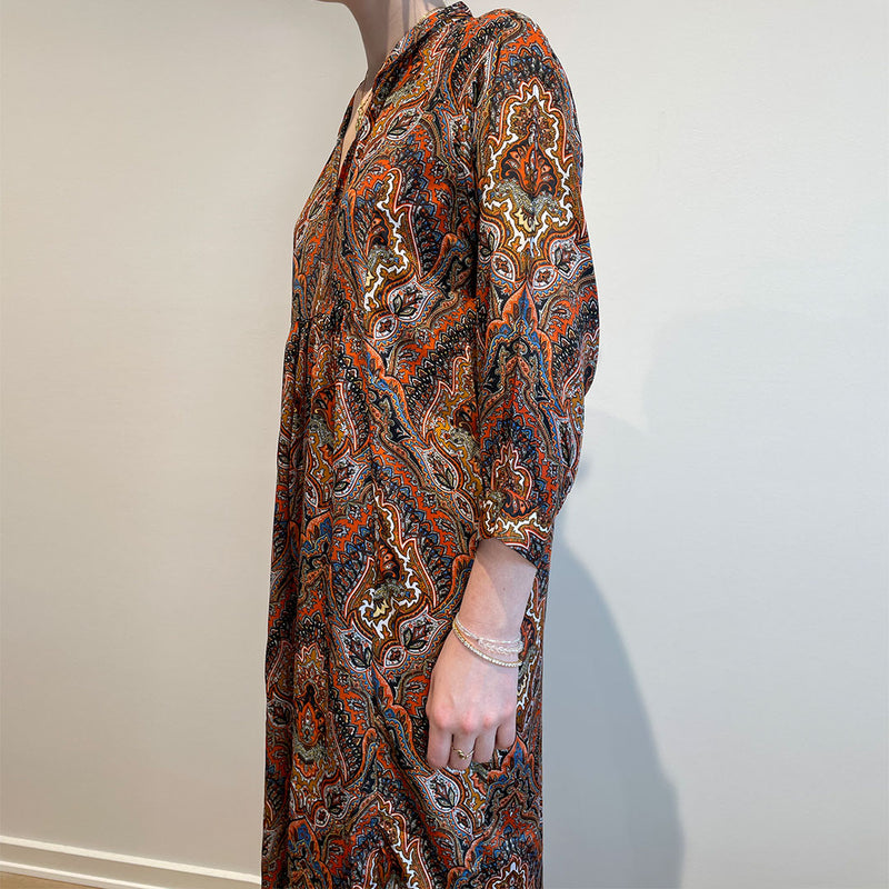 PARIS Coline kaftan kjole - orange Paisley print