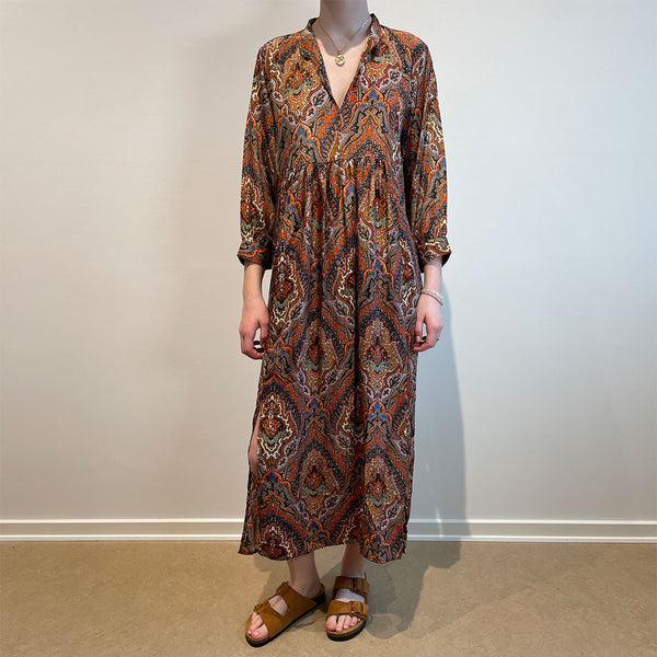 PARIS Coline kaftan kjole - orange Paisley print