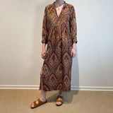 PARIS Coline kaftan kjole - orange Paisley print