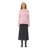 GANNI K2272 Brushed Alpaca o-neck strik - chalk pink