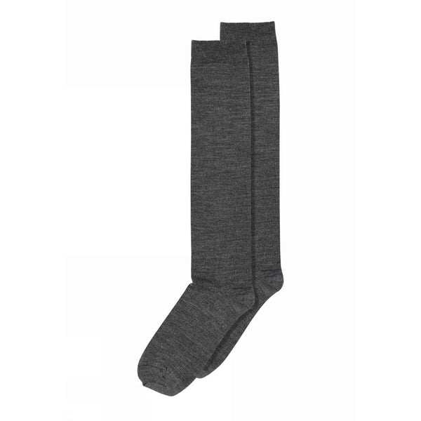 MP 86827 Wool/cotton knæ strømper - Dark Grey Melange