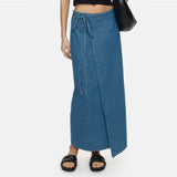 CLOSED Denim wrap nederdel - mid blue