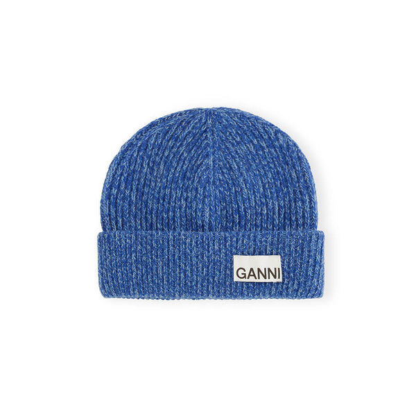 GANNI A5353 Light Structured Rib Beanie hue - nautical blå