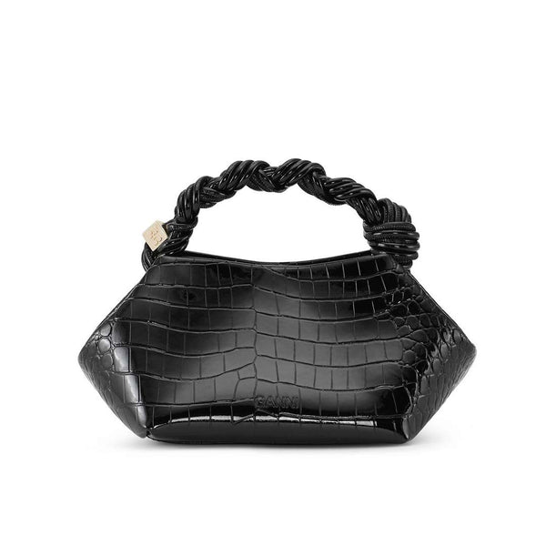 GANNI A6083 Bou Small patent croco taske - sort