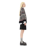 GANNI K2357 Soft Wool Stripe Boxy Cardigan - Phantom