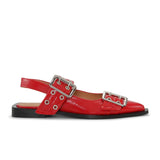 GANNI S2157 Wide Welt Buckle ballerina sko - rød