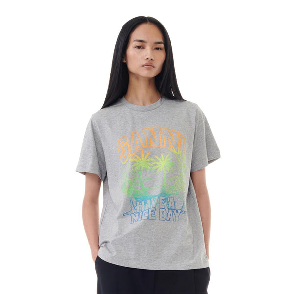 GANNI T3920 Jersey Holiday Relaxed T-shirt - grå