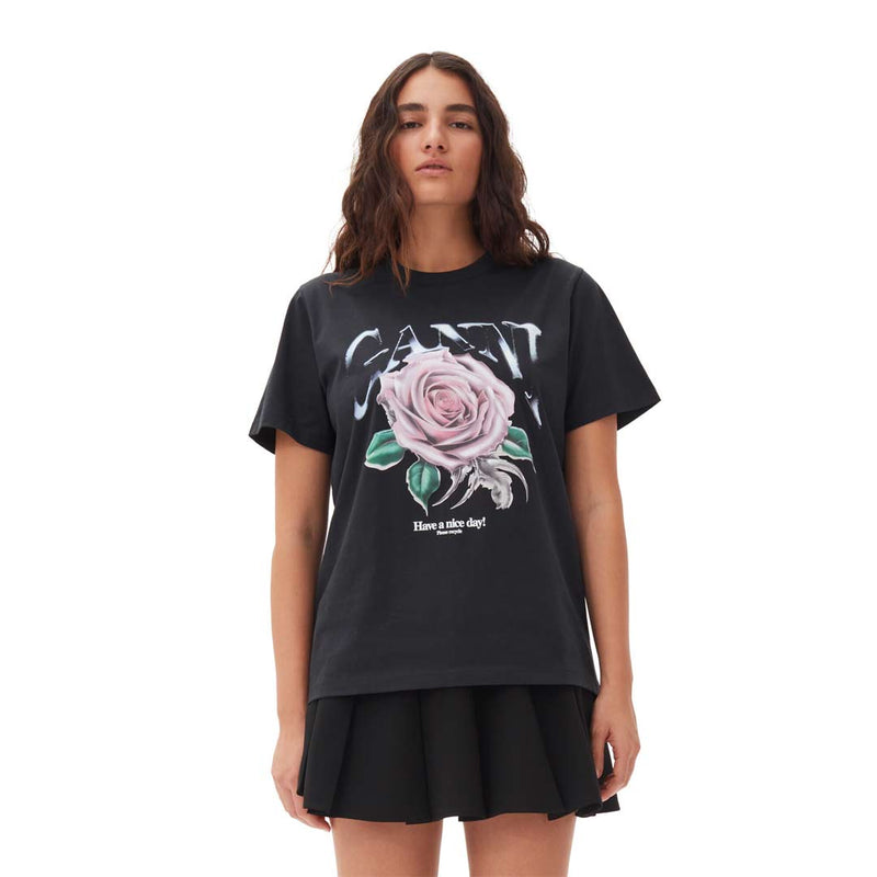 GANNI T4002 jersey rose t-shirt - phantom sort