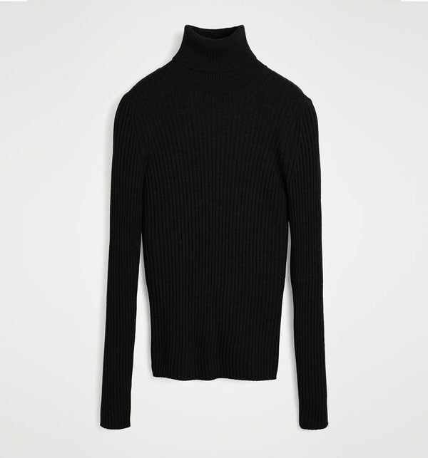 HERSKIND Bob merino uld rullekrave bluse - sort *