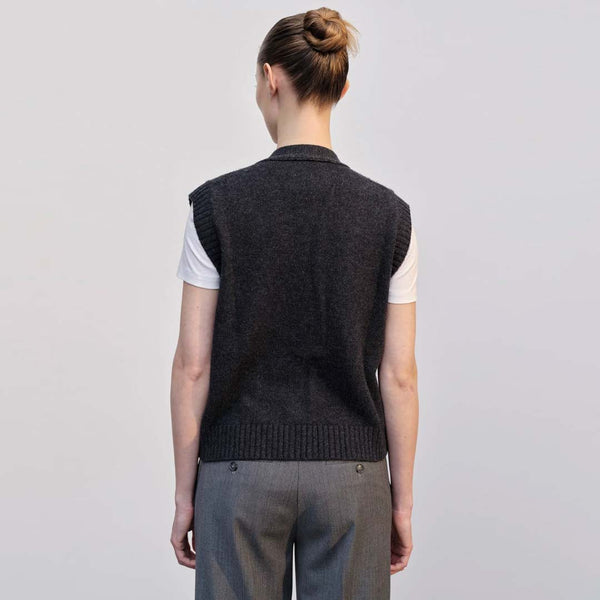 HERSKIND Thea strik vest - dark grey