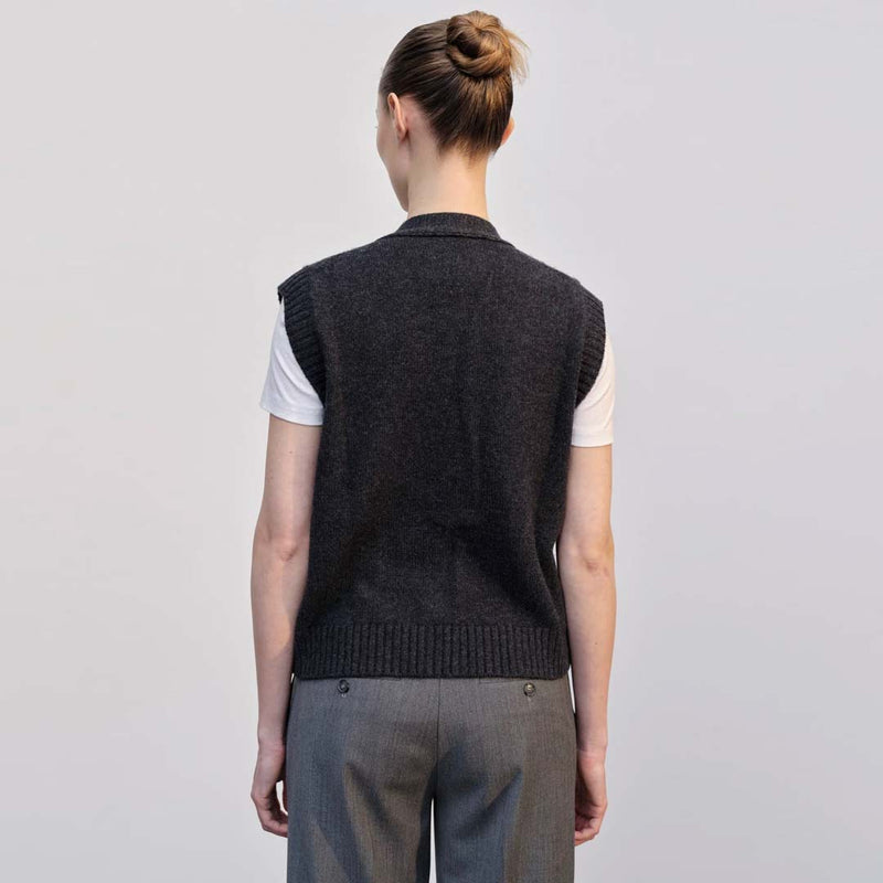 HERSKIND Thea strik vest - dark grey