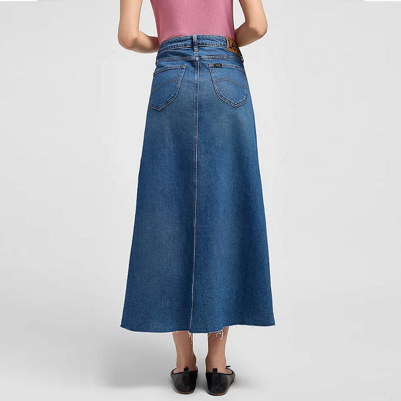 LEE maxi denim nederdel - sunken waterfall