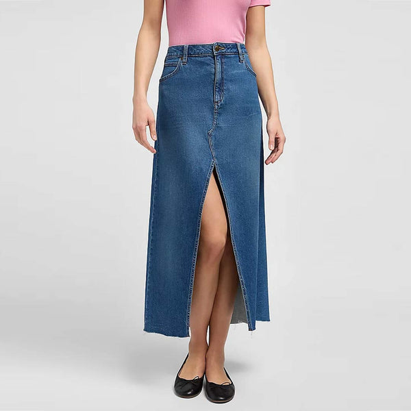 LEE maxi denim nederdel - sunken waterfall