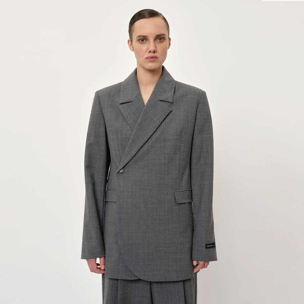 HERSKIND Lilith blazer jakke - light grey pinstripe