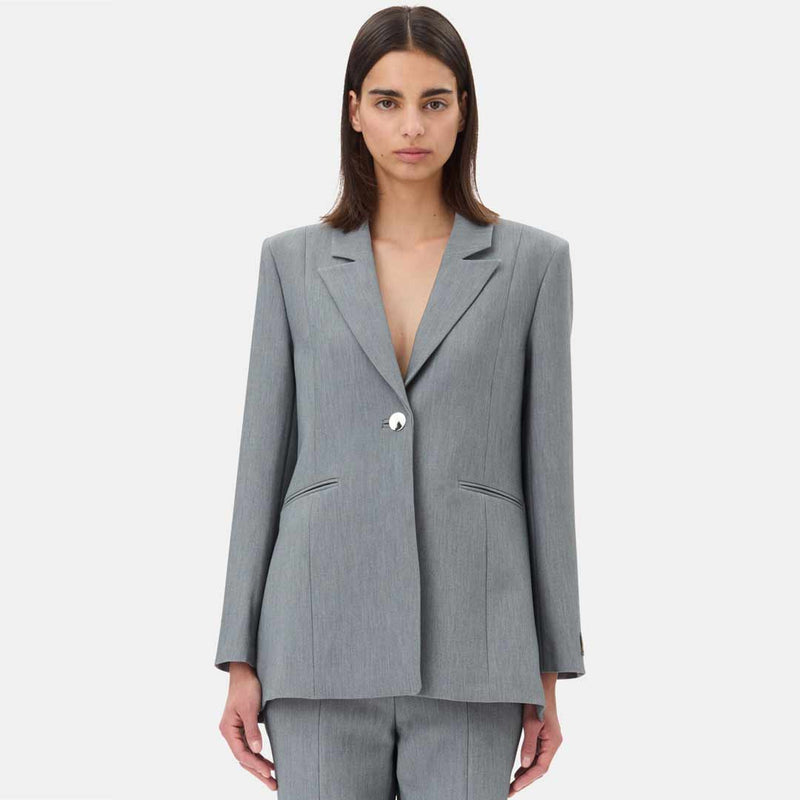 GANNI Future Melange Twill Suiting Blazer - phantom grå