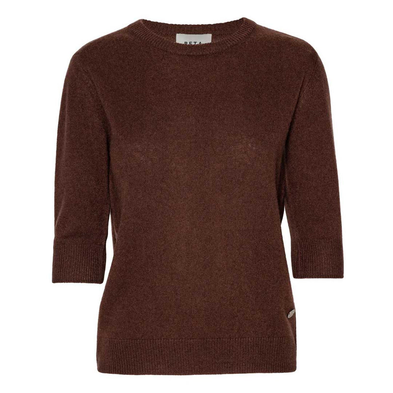 BETA STUDIOS Lady Sleeve o-neck cashmere strik - brun