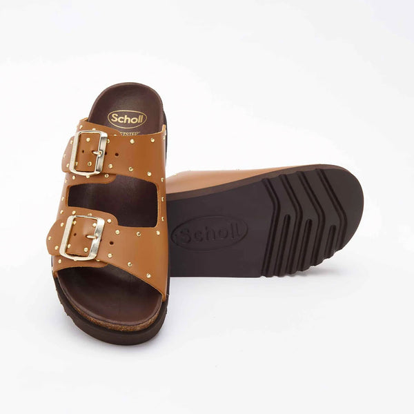 SCHOLL Beatriz sandaler - cognac brun med nitter