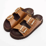 SCHOLL Beatriz sandaler - cognac brun med nitter