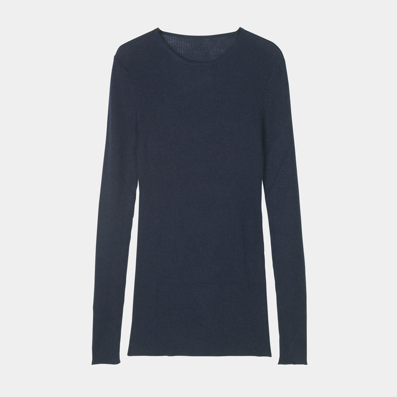 AIAYU Madigan cashmere strik bluse - Navy blå