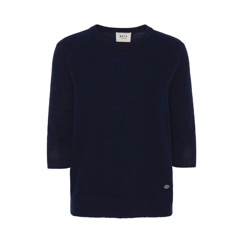 BETA STUDIOS Lady Sleeve cashmere strik - Navy blå