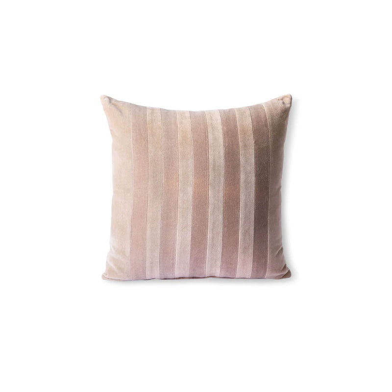 HK LIVING Striped velour pude 45x45 - Beige/Liver