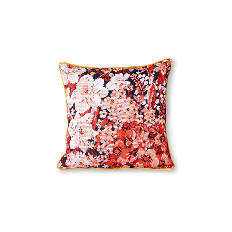 HK LIVING Printed Floral pude 50x50cm - rød/ coral/ hvid