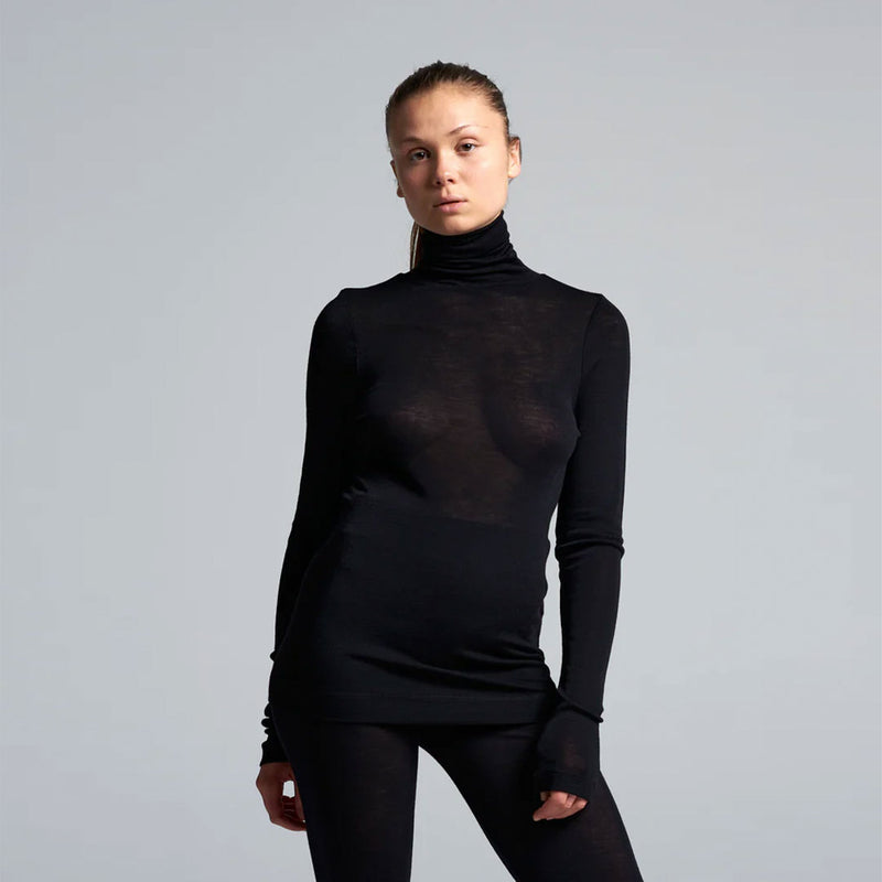 SEAMLESS BASIC Lola rullekrave i uld - sort